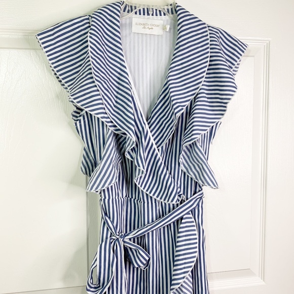 Elizabeth Crosby Pippa Ruffle Stripe Wrap Dress - Picture 3 of 14